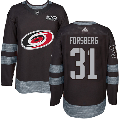 Adidas Carolina Hurricanes #31 Anton Forsberg Black 1917-2017 100th Anniversary Stitched Jersey Men's
