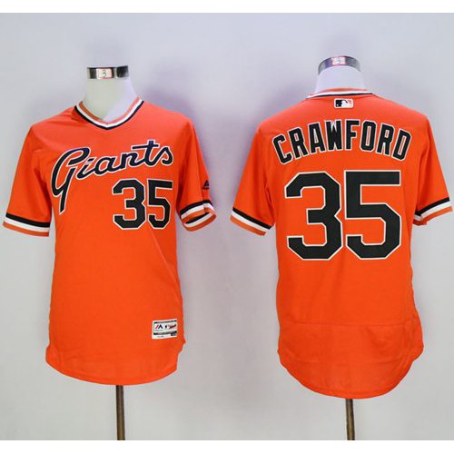 San Francisco Giants #35 Brandon Crawford Orange Flexbase Authentic Collection Cooperstown Stitched Jersey Men's