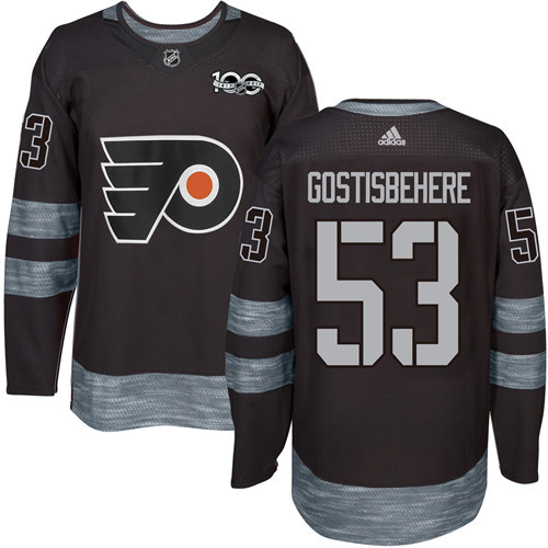 Adidas Philadelphia Flyers #53 Shayne Gostisbehere Black 1917-2017 100th Anniversary Stitched Jersey Men's