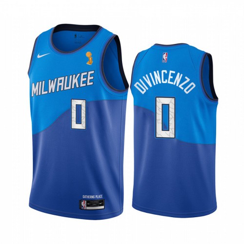 Milwaukee Bucks #0 Donte DiVincenzo Youth 2021 Finals Champions City Edition Jersey Blue Youth