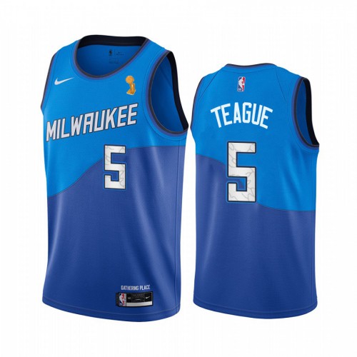Milwaukee Bucks #5 Jeff Teague Womens 2021 Finals Champions City Edition Jersey Blue Womens