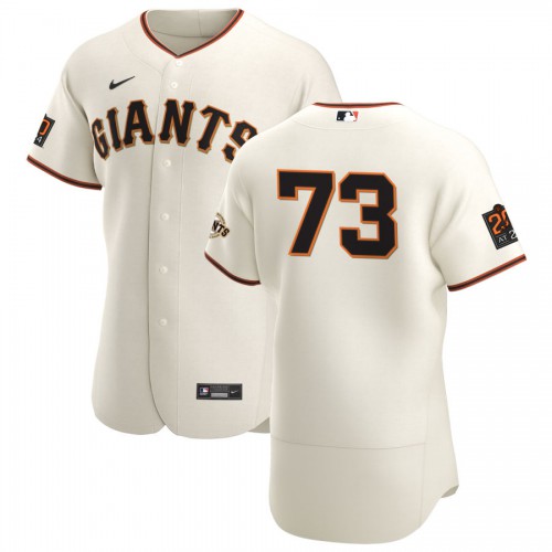San Francisco San Francisco Giants #73 Caleb Baragar Men's Cream Home 2020 Authentic 20 at 24 Patch Player Jersey Men's