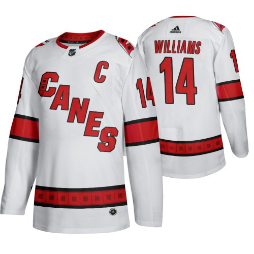 Carolina Carolina Hurricanes #14 Justin Williams Men's 2019-20 Away Authentic Player White Stitched Jersey Men's