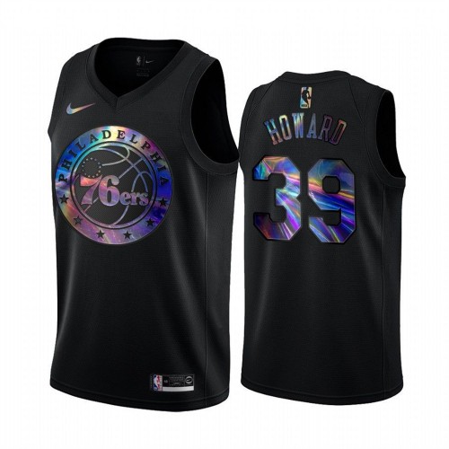 Philadelphia 76ers #39 Dwight Howard Mens Iridescent Holographic Collection Jersey - Black Mens