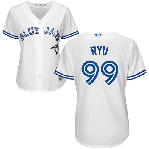 Toronto Blue Jays #99 Hyun-Jin Ryu White Home Women's Stitched Jersey Womens