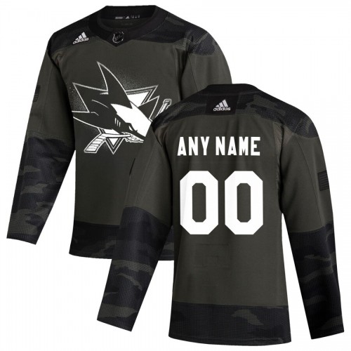 San Jose Sharks Adidas 2019 Veterans Day Authentic Custom Practice Jersey Camo