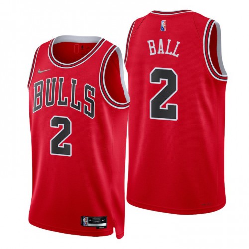 Chicago Bulls #2 Lonzo Ball Red Mens 2021-22 75th Anniversary Diamond Swingman Jersey - Icon Edition Mens