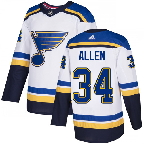 Adidas St. Louis Blues #34 Jake Allen White Road Authentic Stitched Jersey Men's
