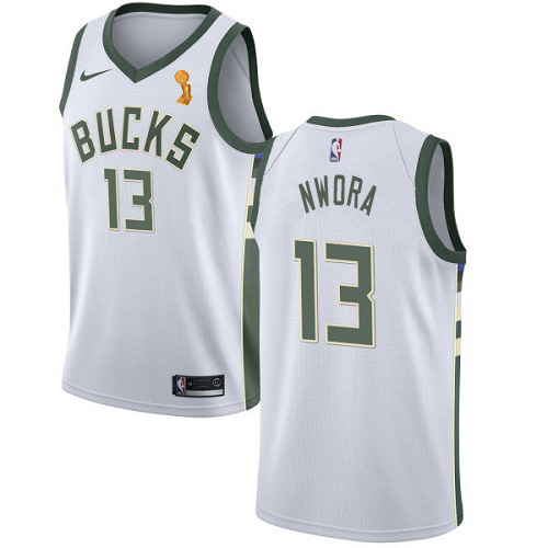 Milwaukee Bucks #13 Jordan Nwora 2021 Finals Champions Swingman Association Edition Jersey White Mens
