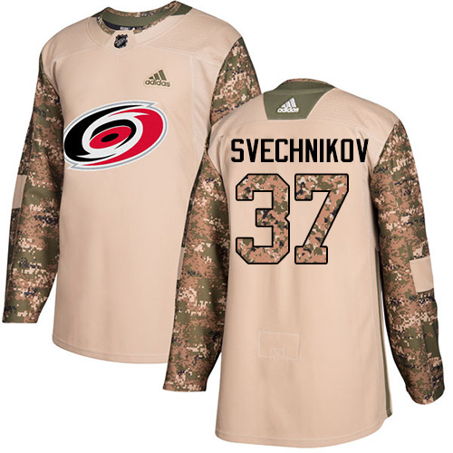 Adidas Carolina Hurricanes #37 Andrei Svechnikov Camo Authentic 2017 Veterans Day Stitched Youth Jersey Youth