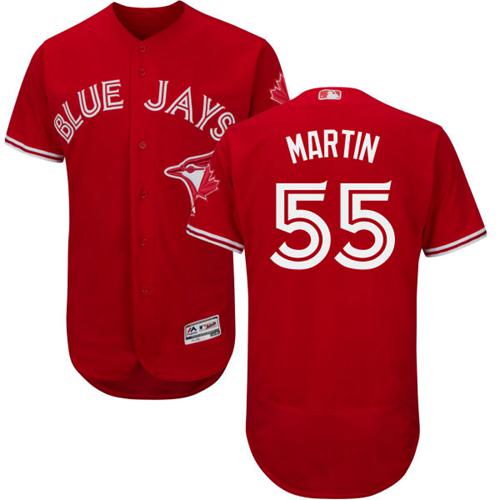 Toronto Blue Jays #55 Russell Martin Red Flexbase Authentic Collection Canada Day Stitched Jersey Men's