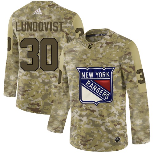 Adidas New York Rangers #30 Henrik Lundqvist Camo Authentic Stitched Jersey Men's