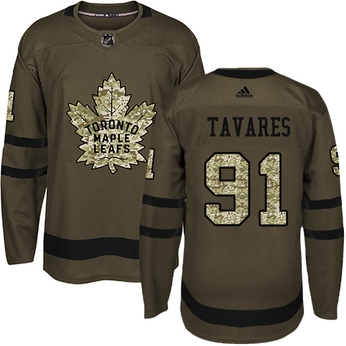 Adidas Maple Toronto Maple Leafs #91 John Tavares Green Salute to Service Stitched Youth Jersey Youth