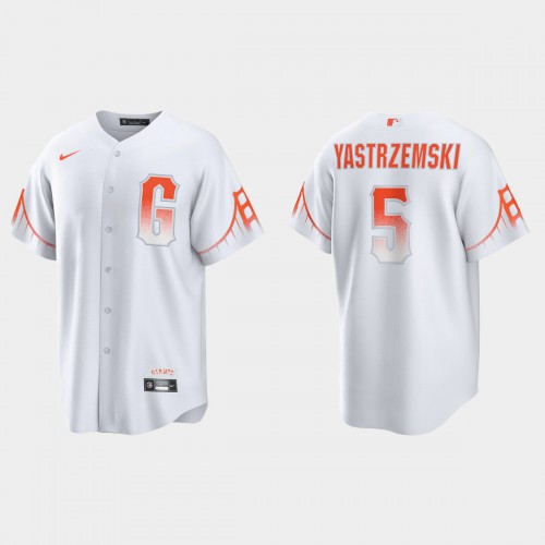San Francisco San Francisco Giants #5 Mike Yastrzemski Men's 2021 City Connect White Fan's Version Jersey Men's