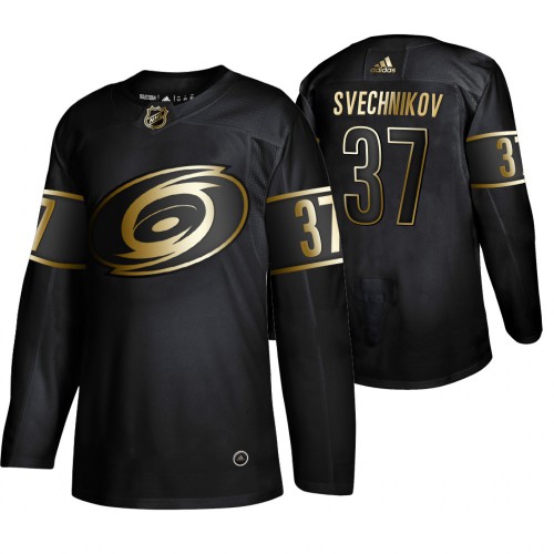 Adidas Carolina Hurricanes #37 Andrei Svechnikov Men's 2019 Black Golden Edition Authentic Stitched Jersey Men's