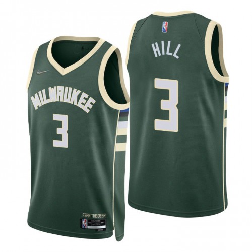 Milwaukee Bucks #3 George Hill Green Mens 2021-22 75th Anniversary Diamond Swingman Jersey - Icon Edition Mens