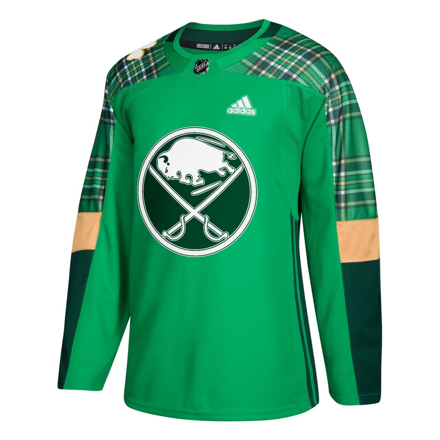 Adidas Sabres Blank Adidas Green St. Patrick's Day Authentic Practice Stitched Jersey