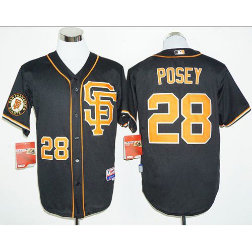 San Francisco Giants #28 Buster Posey Black 2016 Cool Base Stitched Jersey Men's