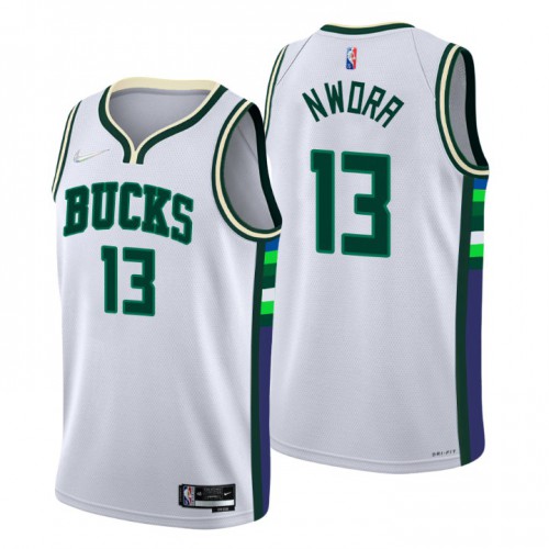 Milwaukee Milwaukee Bucks #13 Jordan Nwora Mens White 2021/22 Swingman Jersey - City Edition Mens