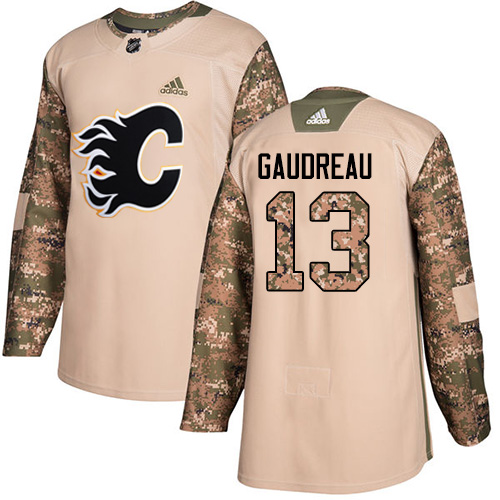 Adidas Calgary Flames #13 Johnny Gaudreau Camo Authentic 2017 Veterans Day Stitched Jersey Men's