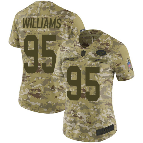 New York Jets #95 Quinnen Williams Camo Women's Stitched Limited 2018 Salute to Service Jersey Womens