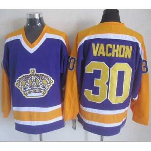 Los Angeles Kings #30 Rogie Vachon Purple CCM Throwback Stitched Jersey Men's