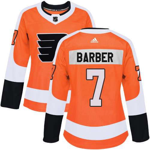 Adidas Philadelphia Flyers #7 Bill Barber Orange Home Authentic Women's Stitched Jersey Womens