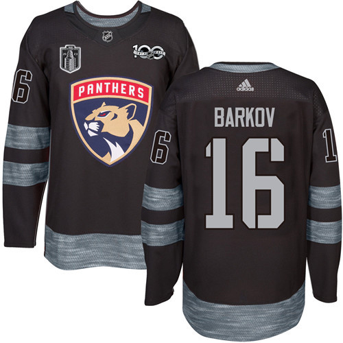 Adidas Lightning #16 Aleksander Barkov Black 2023 Stanley Cup Final Patch 100th Anniversary Stitched Jersey