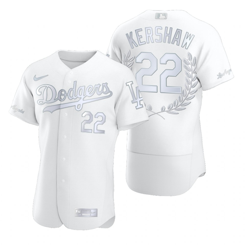 Los Angeles Dodgers #22 Clayton Kershaw Men's Platinum MVP Limited Player Edition Jersey