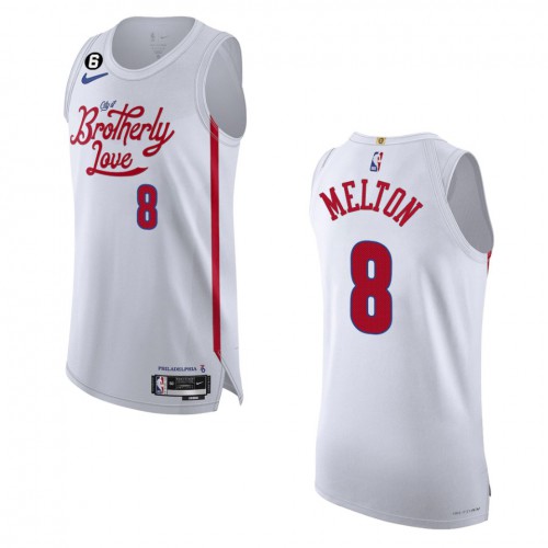 Philadelphia Philadelphia 76ers #8 DeAnthony Melton White 2022-23 Authentic Jersey - City Edition Mens