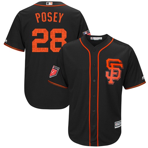 San Francisco Giants #28 Buster Posey Black 2018 Spring Training Cool Base Stitched Jersey Men's