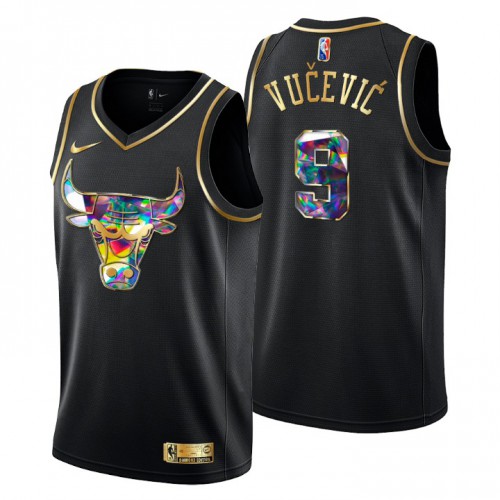 Chicago Chicago Bulls #9 Nikola Vucevic Mens Golden Edition Diamond Logo 2021/22 Swingman Jersey - Black Mens