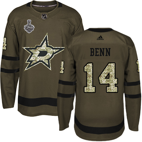 Adidas Dallas Stars #14 Jamie Benn Green Salute to Service Youth 2020 Stanley Cup Final Stitched Jersey Youth
