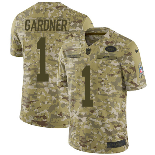 Jets #1 Ahmad Sauce Gardner Camo Youth Stitched Limited 2018 Salute To Service Jersey