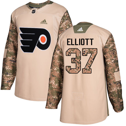 Adidas Philadelphia Flyers #37 Brian Elliott Camo Authentic 2017 Veterans Day Stitched Jersey Men's