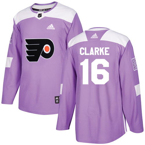 Adidas Philadelphia Flyers #16 Bobby Clarke Purple Authentic Fights Cancer Stitched Jersey Men's