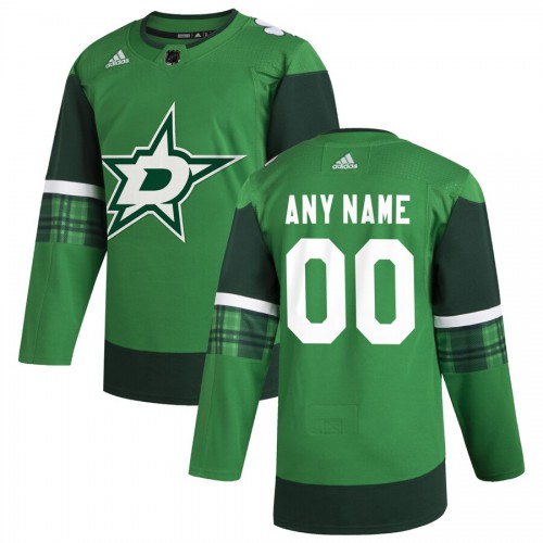 Dallas Stars Men's Adidas 2020 St. Patrick's Day Custom Stitched Jersey Green