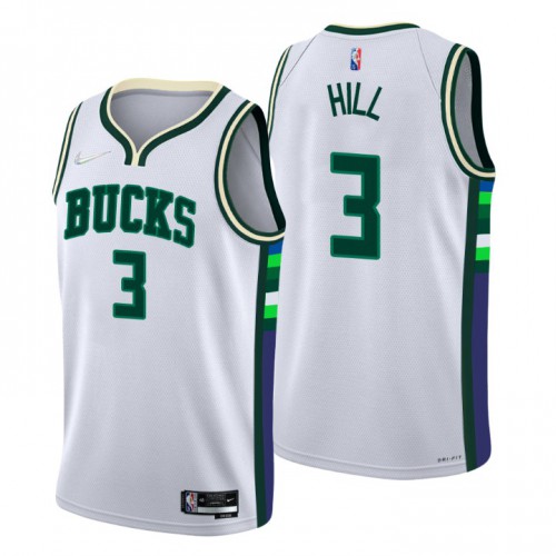 Milwaukee Milwaukee Bucks #3 George Hill Mens White 2021/22 Swingman Jersey - City Edition Mens