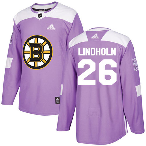 Adidas Boston Bruins #26 Par Lindholm Purple Authentic Fights Cancer Stitched Jersey Men's