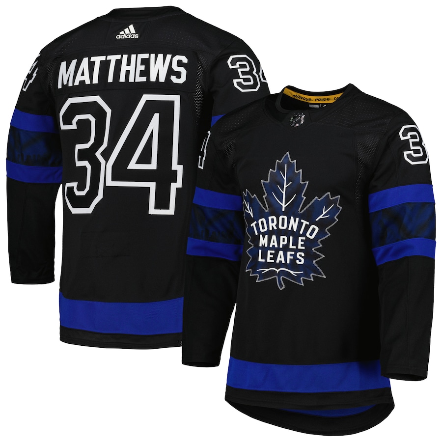 Toronto Maple Leafs #34 Auston Matthews Men's Adidas Black Primegreen Authentic Pro Alternate Player Jersey