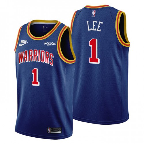 Golden State Golden State Warriors #1 Damion Lee Mens Releases Classic Edition 75th Anniversary Jersey Blue Mens