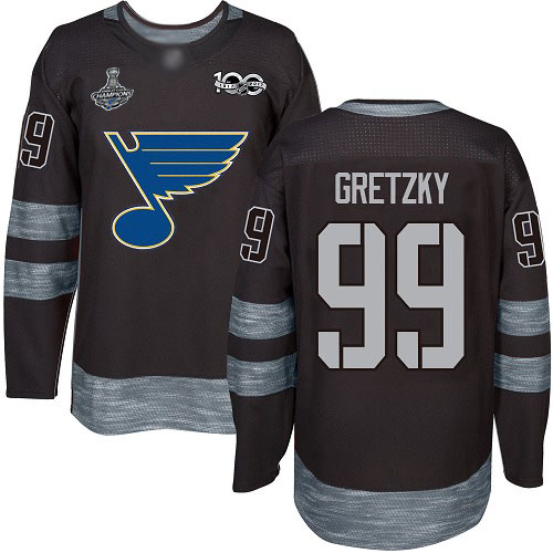 Adidas St. Louis Blues #99 Wayne Gretzky Black 1917-2017 100th Anniversary Stanley Cup Champions Stitched Jersey Men's