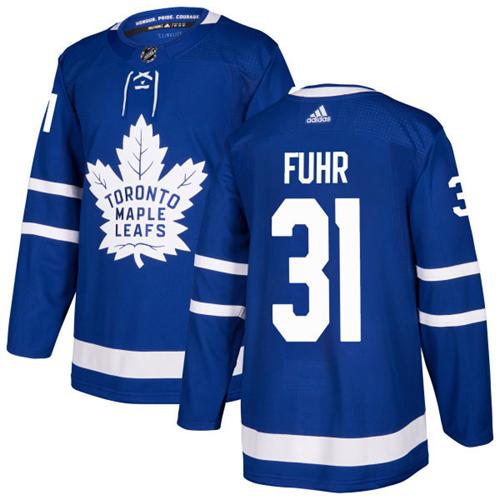 Adidas Maple Toronto Maple Leafs #31 Grant Fuhr Blue Home Authentic Stitched Jersey Men's