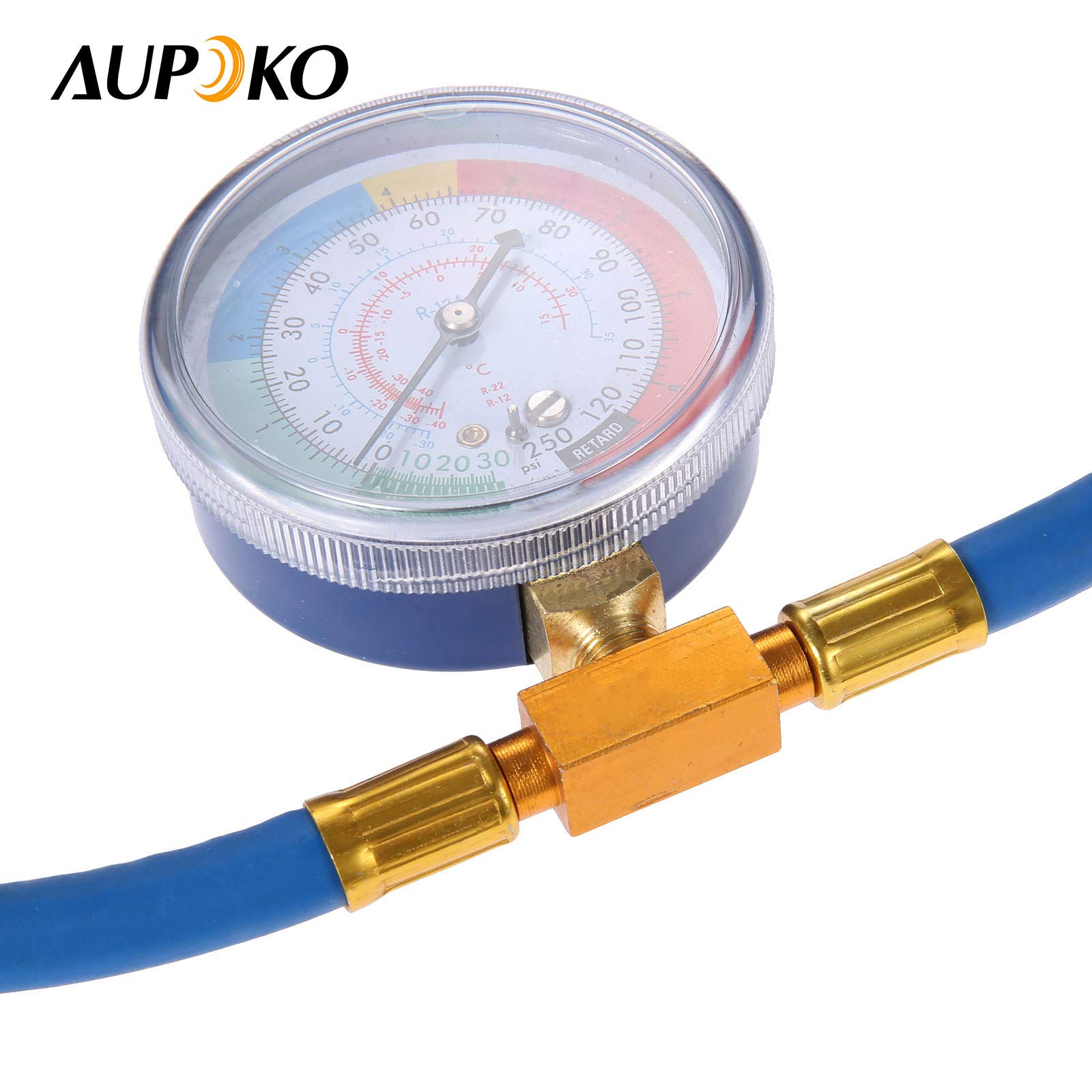 testAupoko R134A Car AC Refrigerant Charge Hose, AC Charge Hose with Gauge, R134A Can Tap Valve, R134A Quick Couple, Low Pressure Gauge and 59'' Recharge Hose